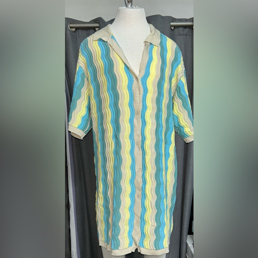YLLW  the Label multicolored knit dress. Size M/L Shift mini dress style.